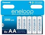 eneloop AA/Mignon Packung mit 8 NI-MH-Akkus, NEU mit verbesserter Mindestkapazit&auml;t