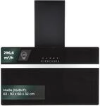 YUNA Dunstabzugshaube DUSANKA 60 cm Schwarz Glasfront 3 Leistungsstufen 47W
