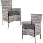 Casaria&reg; Gartenst&uuml;hle 2er Set Polyrattan Stapelbar mit Auflagen 160kg Belastbarkeit