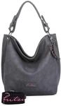 Fritzi aus Preussen Fritzi01 Eco Anthrazit Hobo Damen Schultertasche Handtasche