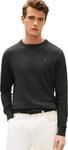 Tommy Hilfiger Herren Rundhals Regular Fit Pullover, Grau (Dark Grey Heather), L