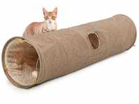 CanadianCat Company | XXL Spieltunnel für Katzen mit Kuschelfell | beige | ca. 35 x