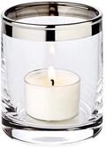 EDZARD Windlicht Glas Molly (H 8 cm, &Oslash; 7 cm), Kristall mit Platinrand