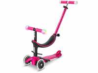 Mini 2 Grow Scooter 4-in-1 Push along Trike Scoote and Ride Pink
