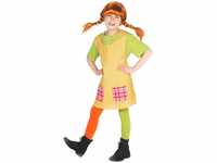 Maskworld Pippi Langstrumpf Kostüm für Kinder - 3teilig - grün/gelb Lizenz