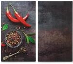 Zeller 26316 Herdabdeck-/Schneideplatten-Set "Chili", 2-tlg., Glas, anthrazit, ca. 30