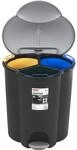 Curver Trio V2 Abfalleimer 40L Treteimer M&uuml;llsortierung 3 F&auml;cher M&uuml;lltrennsystem
