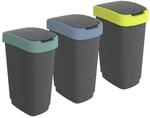 Rotho Twist 3er-Set M&uuml;lleimer mit Deckel 25l | Abfalleimer K&uuml;che und Recycling