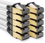 deleyCON 1m CAT8.1 Patchkabel RJ45 S/FTP 40 Gbit, 10 St&uuml;ck - Wei&szlig;