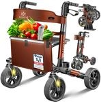 KESSER Leichtgewicht Rollator faltbar mit Sitz, Griff, Tasche, schmal f&uuml;r Senioren