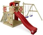 WICKEY Spielturm Kletterger&uuml;st Smart Camp mit Schaukel & roter Rutsche, Outdoor