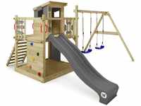 WICKEY Spielturm Klettergerüst Smart Camp mit Schaukel & anthraziter Rutsche,