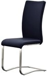 Robas Lund Esszimmerstuhl Leder Blau 2er Set, belastbar bis 130 kg, Schwingstuhl mit