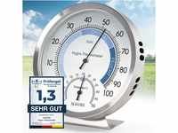 MAVORI® 2in1 Hygrometer Innen Analog & Thermometer aus Edelstahl | Hygrometer...