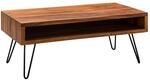 Wohnling Couchtisch 100x50x40 cm Sheesham Massivholz Metall Rechteckig 