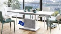 Mazzoni Aston Couchtisch ausziehbar h&ouml;henverstellbar 120/200cm in Wei&szlig; matt/Beton
