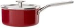 KitchenAid Steel Core Enamel Stielkasserolle mit Deckel (18cm/2l), deutsche Emaille,