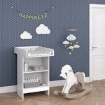 Vicco Wickelkommode Leo, Wei&szlig;, 60 x 103 cm, mit offenem Regal und abnehmbarem