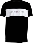 Tommy Hilfiger Herren T-Shirt CN SS Tee Logo Flag mit Rundhalsausschnitt, Schwarz