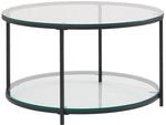 Wohnling Couchtisch Rund 80x80x45 cm Glas Metall mit Stauraum | Wohnzimmertisch...
