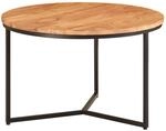 Wohnling Couchtisch Rund 60x60x38 cm Akazie Massivholz Metall Klein