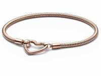 PANDORA Moments Herzverschluss Schlangen-Gliederarmband aus 14 Karat rosévergoldeter