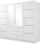 Dreht&uuml;renschrank Bado 4D, Kleiderschrank mit Spiegel, Schubladen und Spiegelt&uuml;ren,