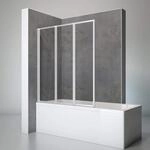 Schulte D1300 01 50 Duschwand f&uuml;r Badewanne Well, 127 x 140 cm, 3-teilig faltbar, 3