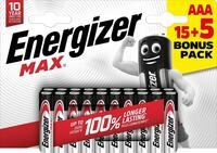 ENERGIZER PILAS ALKALINE MAX ENR MAX LR03 (AAA) BL15+5 BR, 7638900426960
