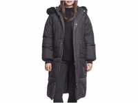Urban Classics Damen TB2382-Ladies Oversize Faux Fur Puffer Coat Jacke, Schwarz