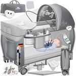 Kidiz&reg; Babybett Reisebett Kinderreisebett klappbar mit Matratze & R&auml;der 120x60,