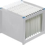 helit H6110084 - H&auml;ngeregistraturgestell, extra stabil, stapelbar, lichtgrau / blau