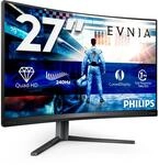 PHILIPS Evnia 27M2C5500W 27 Zoll Curved, WQHD USB Hub Gaming Monitor, 240Hz,...