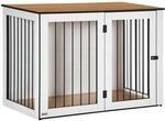 PawHut Hundek&auml;fig M&ouml;bel mit Fenster f&uuml;r Gro&szlig;e Hunde 106x60x76 cm Eiche+Wei&szlig;