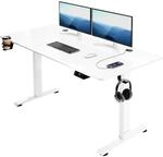 Casaria&reg; H&ouml;henverstellbarer Schreibtisch 140cm Wei&szlig; Gestell Tischplatte...