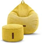 Green Bean Indoor XXL Sitzsack Home Linen + Hocker mit EPS-Perlen F&uuml;llung -