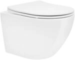 ECD Germany Sp&uuml;lrandloses H&auml;nge WC kurz 49 cm Wei&szlig; gl&auml;nzend mit Nano
