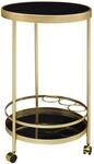 FineBuy Servierwagen Rund 45x45x76 cm Gold Schwarz, 2 Ebenen