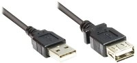 Verl&auml;ngerung USB 2.0 Stecker A an Buchse A, schwarz, 15cm, Good Connections&reg;