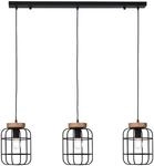 Brilliant Lampe, Gwen Pendelleuchte 3flg Balken antik holz/schwarz korund,