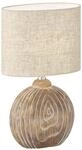 Fischer & Honsel|Tischleuchte, Tobse|holzfarben|Stoffschirm-leinen sandfarben|L: