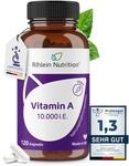 Rhein Nutrition Vitamin A Hochdosiert 10000 IE | Retinol als Retinylacetat | 120
