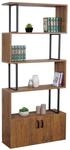 Mendler B&uuml;cherregal HWC-A27, Staufach mit T&uuml;r, 183x80cm - Wildeiche-Optik |...