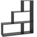 Vicco Treppenregal, Schwarz, 116.8 x 123.2 cm, als Raumteiler in treppenf&ouml;rmiger