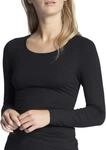 CALIDA Natural Comfort Langarmshirt, Rundhals Damen, aus hochwertiger Baumwolle,