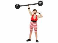 Deluxe Strong Boy Costume, Multi-Coloured, with Short Jumpsuit & Moustache (S)