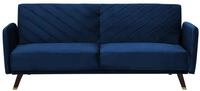 Beliani Praktisches Sofa klappbar mit Armlehnen Samtstoff dunkelblau Senja