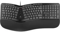 MediaRange Ergonomische Tastatur, kabelgebundene Multimedia-Tastatur mit 124 Tasten