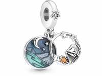 PANDORA Moments Camping Nachthimmel Doppelter Charm-Anhänger aus Sterling-Silber mit