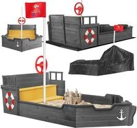 KIDIZ&reg; Sandkasten AHOI - Piratenschiff Boot Segelschiff aus Holz Inkl....